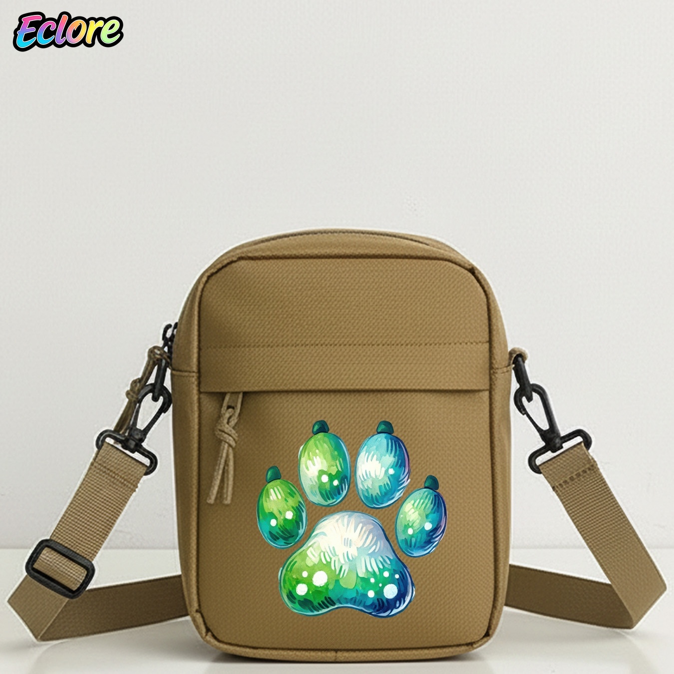 Cycling Commute Bag - Watercolor Animal Paw Print Shoulder Bag