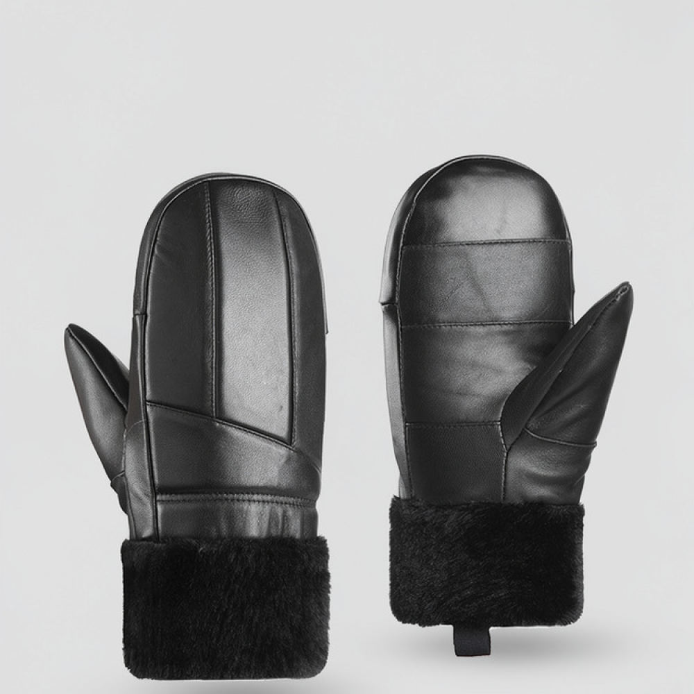 Winter Cycling Commute Gear - Leather Mittens For Xuesimeng Winter Thickened