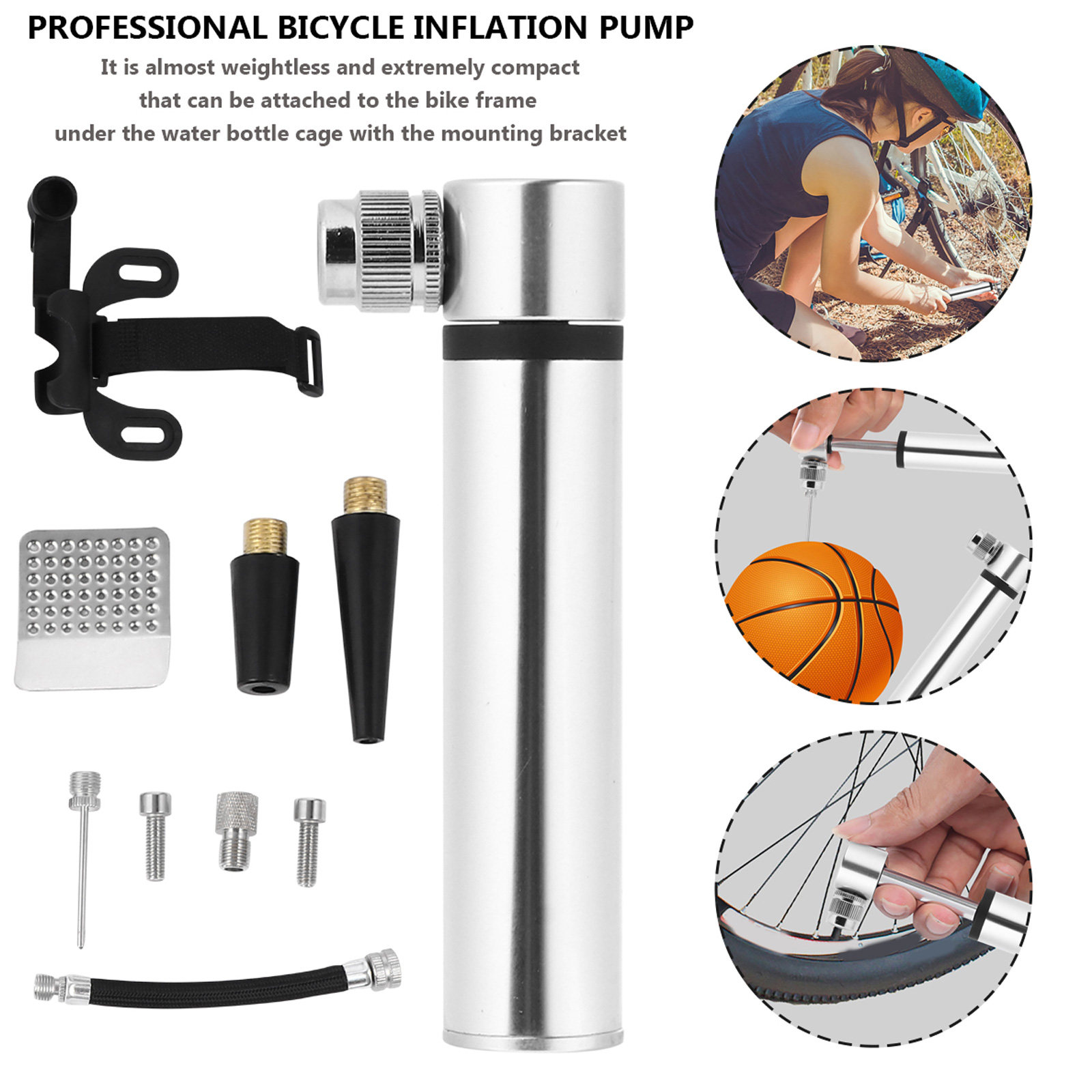 Bike Pump Frame Mount - Bike Pump and Puncture Repair Kit
